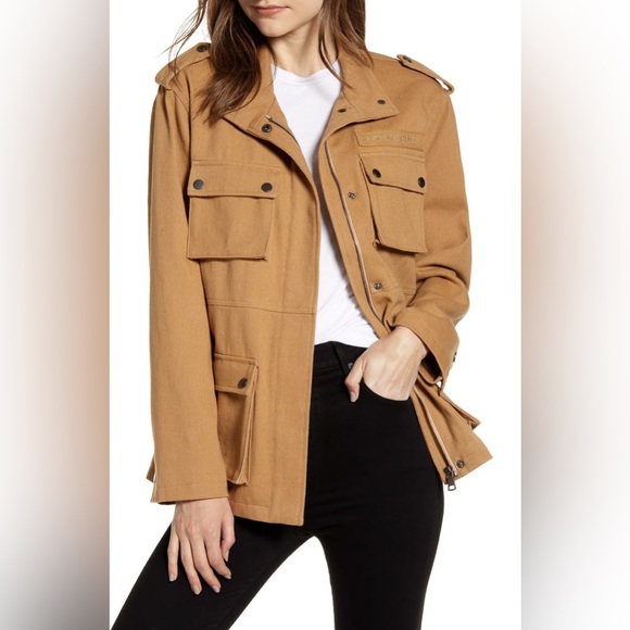 Avec Les Filles Jackets & Blazers - Avec Les Filles Washed Cotton Field Utility Jacket Tan Khaki Plus Size 2X